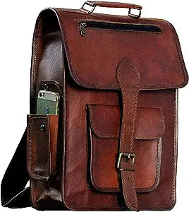 16" Vintage leather Backpack Laptop Messenger Bag Lightweight College Rucksack Sling for Men Women