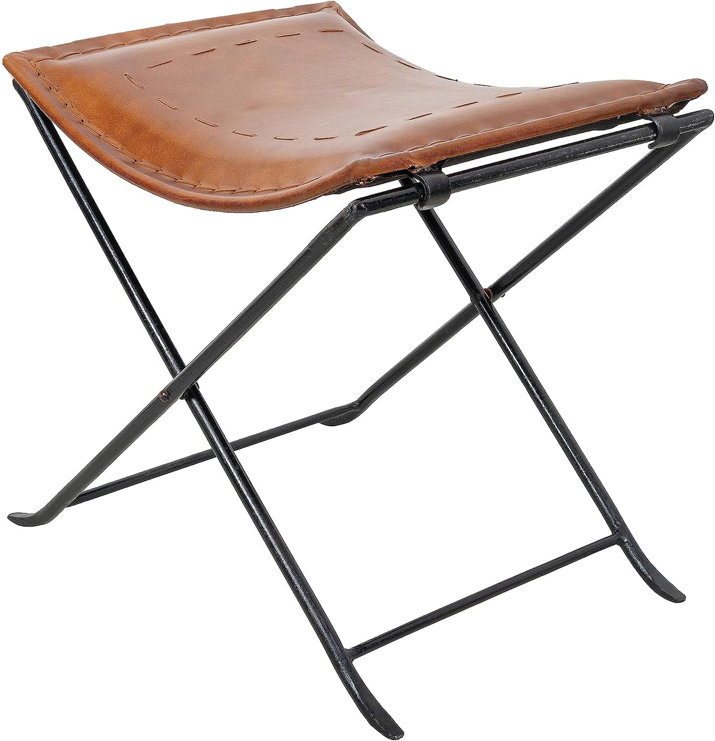 Shy Shy Leather Classical Side Stich Stool Bench (Brown)