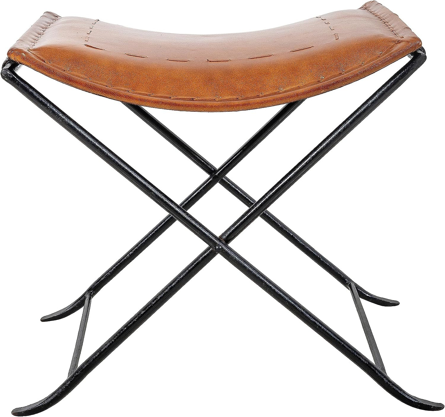 Shy Shy Leather Classical Side Stich Stool Bench (Brown)