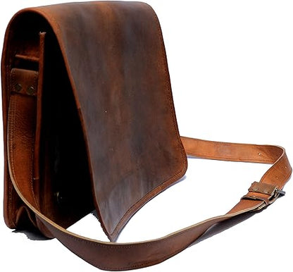 18 inch Leather Real Messenger bag for Laptop Briefcase Satchel Men and Women (18 Inch Large)