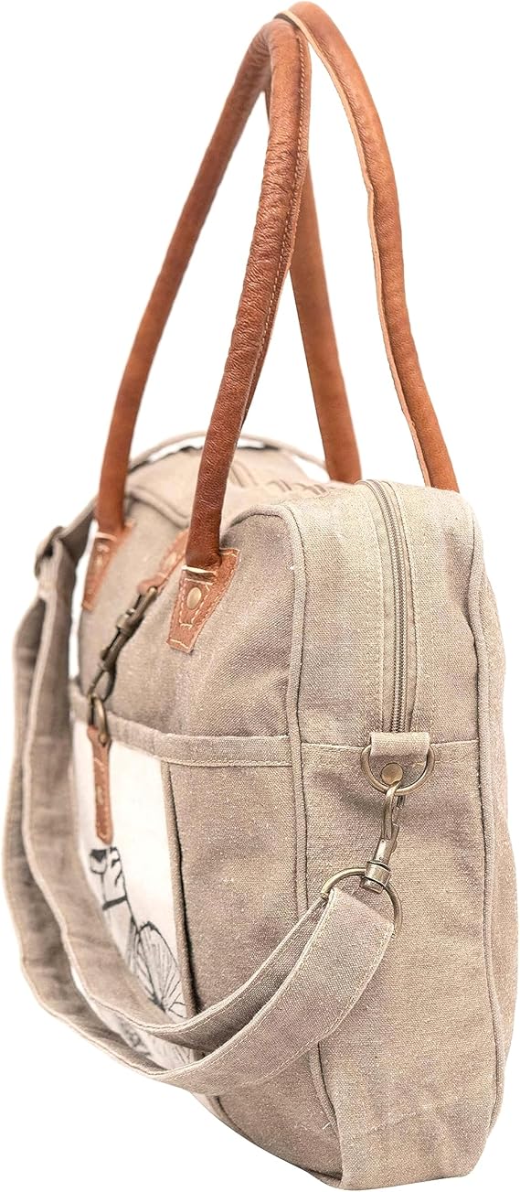 Bicycle Upcycled Canvas Hand Bag & Cowhide Tote Bag & Canvas Leather Shoulder Bag