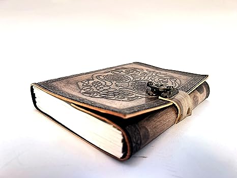 Embossed Leather Bound Daily Notepad for women and men Travel Journals Vintage Handcraft Embossed Skull Antique Diary Notebook 7X5 Inch