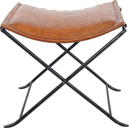 Shy Shy Leather Classical Side Stich Stool Bench (Brown)