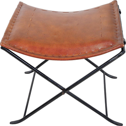 Shy Shy Leather Classical Side Stich Stool Bench (Brown)