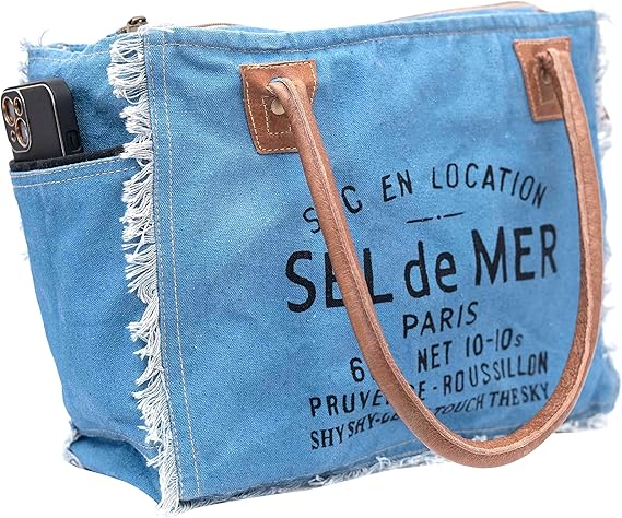 Bags Sel De Mer Upcycled Canvas Hand Bag Upcycled Canvas & Cowhide Tote Bag Radiant Upcycled Leather Bag