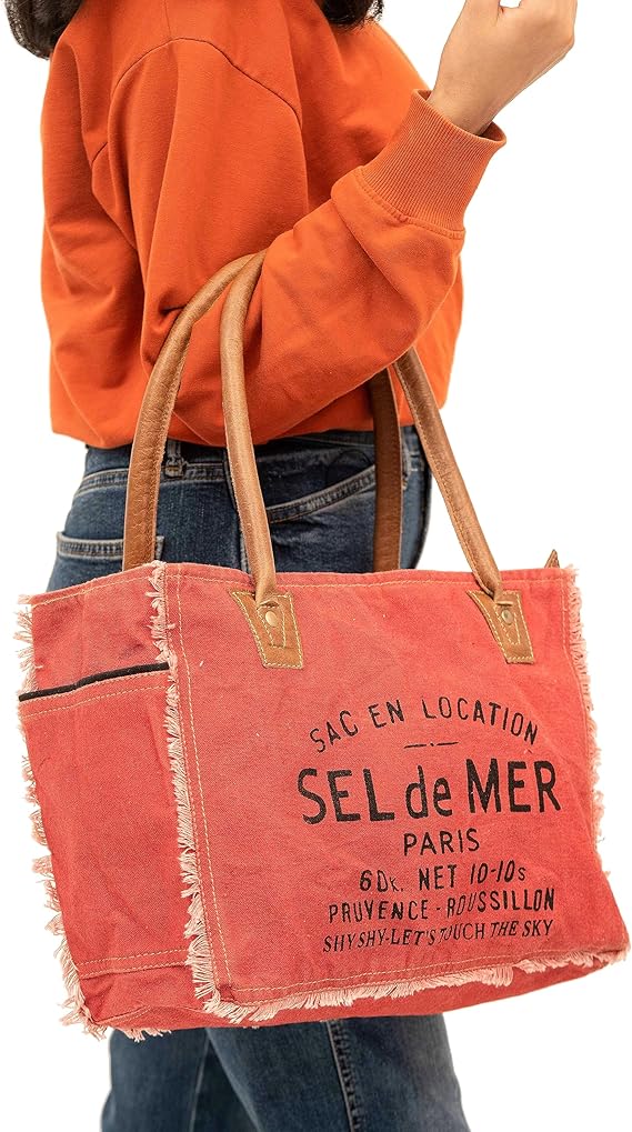 Bags Sel De Mer Upcycled Canvas Hand Bag Upcycled Canvas & Cowhide Tote Bag Radiant Upcycled Leather Bag