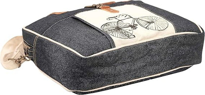 Bicycle Upcycled Canvas Hand Bag & Cowhide Tote Bag & Canvas Leather Shoulder Bag