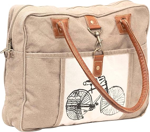 Bicycle Upcycled Canvas Hand Bag & Cowhide Tote Bag & Canvas Leather Shoulder Bag