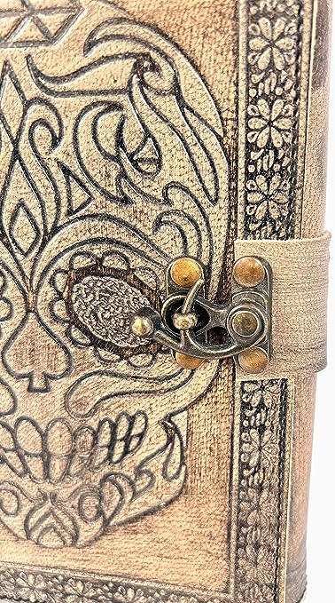 Embossed Leather Bound Daily Notepad for women and men Travel Journals Vintage Handcraft Embossed Skull Antique Diary Notebook 7X5 Inch