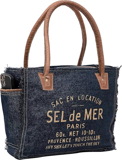 Bags Sel De Mer Upcycled Canvas Hand Bag Upcycled Canvas & Cowhide Tote Bag Radiant Upcycled Leather Bag