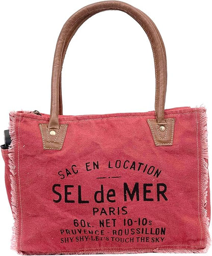 Bags Sel De Mer Upcycled Canvas Hand Bag Upcycled Canvas & Cowhide Tote Bag Radiant Upcycled Leather Bag