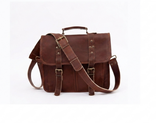 13 Inch Leather Vintage Cross-body Messenger Satchel Bag for Men and Women