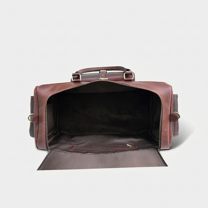 Rajeriya Full Grain Buffalo Leather Duffle Travel Bag, Large Capacity Durable Unisex Leather Bag, Carry-On Weekender Gym & Travel Use, Vintage Brown