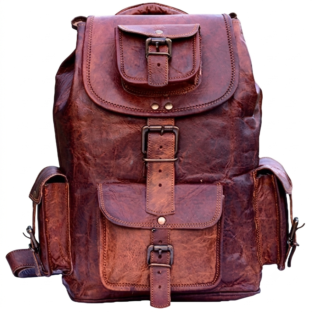 Rajeriya Leather Backpack, Vintage Rustic Travel Rucksack Daypack for Men & Women, Durable Spacious Design for Daily Use, Office & Travel, Brown