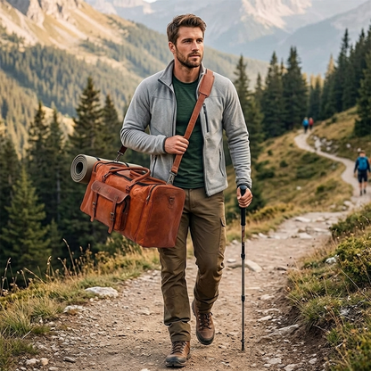 Rajeriya Leather Duffel Bag Full Grain 24 Inch Men & Women Durable Travel Overnight Weekend Gym Sports Bag Large Capacity Brown