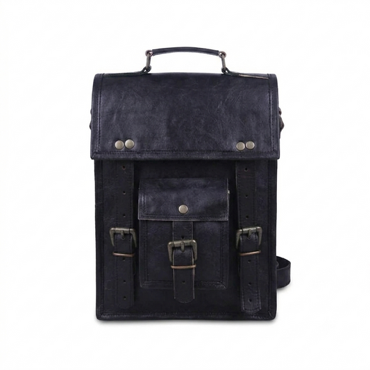 Rajeriya Leather Messenger Bag Crossbody, 13-15 Inch Laptop Compatible for Men & Women, Vintage Twilight Design, Adjustable Strap, Travel & Office Use, Dark Brown