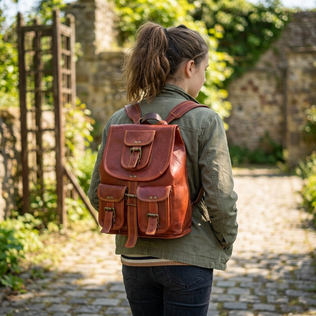 Rajeriya Victoria Mini Leather Backpack, Mini Compact Designer Bag for Women, Lightweight Durable Everyday Travel & Casual Use Backpack, Brown