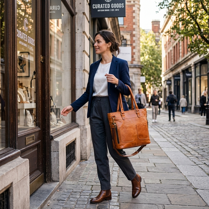 Rajeriya Copeland Leather Tote Bag Real Leather Handbag for Women Durable Spacious Shoulder Carry Everyday Use Classic Style
