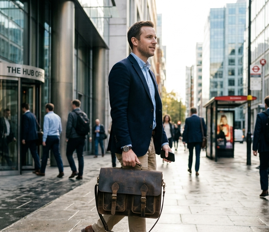 Rajeriya Leather Messenger Bag 18 Inch Laptop Bag for Men & Women, Retro Buffalo Hunter Leather Briefcase, Durable Office & College Use, Rich Brown