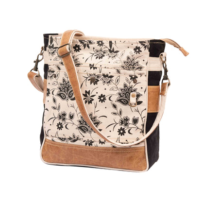 Bags SEL de MER Upcycled Blossom Print Canvas & Leather Shoulder Bag, Canvas Crossbody Bags for Women