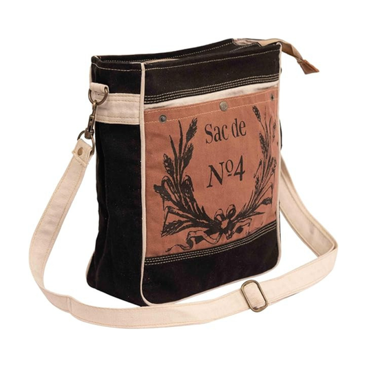 Rajeriya Debonair Shoulder Bag for Women, Upcycled Canvas & Leather Crossbody Bag, Durable Lightweight Design for Daily Use & Travel, Brown