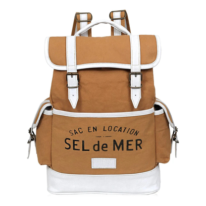 RAJERIYA Castle Backpack for Unisex, Sel De Mer Canvas Backpack, Travel or Hiking, Unisex Design, Mustard