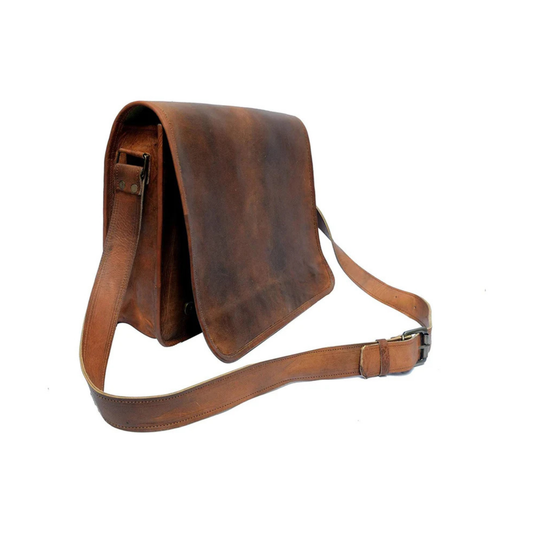 RAJERIYA Leather Laptop Messenger Bag for Men – Full Grain Leather Brown Briefcase Satchel for Work, Office & Travel
