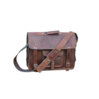 Rajeriya Vintage Leather Messenger Bag, Laptop Briefcase Shoulder Satchel for Men & Women, Multi Pocket Office & Travel Bag, Brown