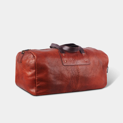 Rajeriya Buffalo Enclave Leather Weekender Duffel Bag, Full Grain Large Capacity Travel Bag for Men & Women, Durable Carry-On Gym & Weekend Use, Vintage Brown