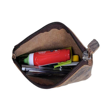 Leather Pencil Case Vintage Style Paint Brush Holder Coin Pouch Gift for Artists