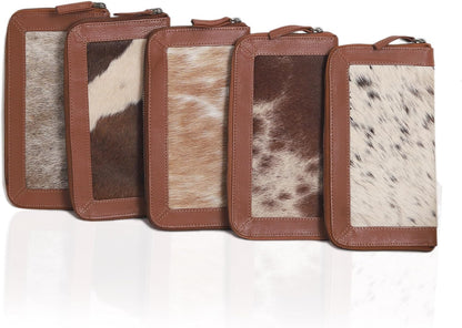 Rajeriya Upcycled Cowhide Leather Wallet for Women, Bifold Zipper Wallet with Multiple Card Slots for Women's