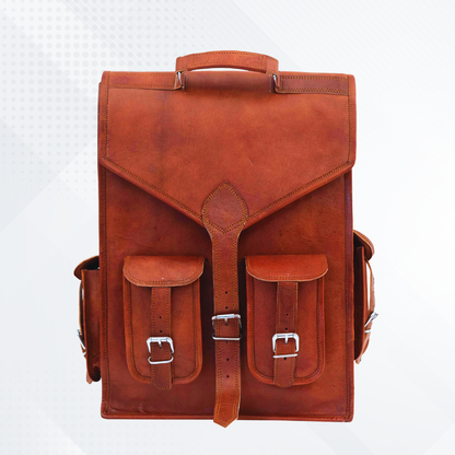 Rajeriya Leather Backpack Laptop Messenger Bag 18 Inch (13W x 18H) for Men Lightweight Sling Rucksack for College Travel Work Brown