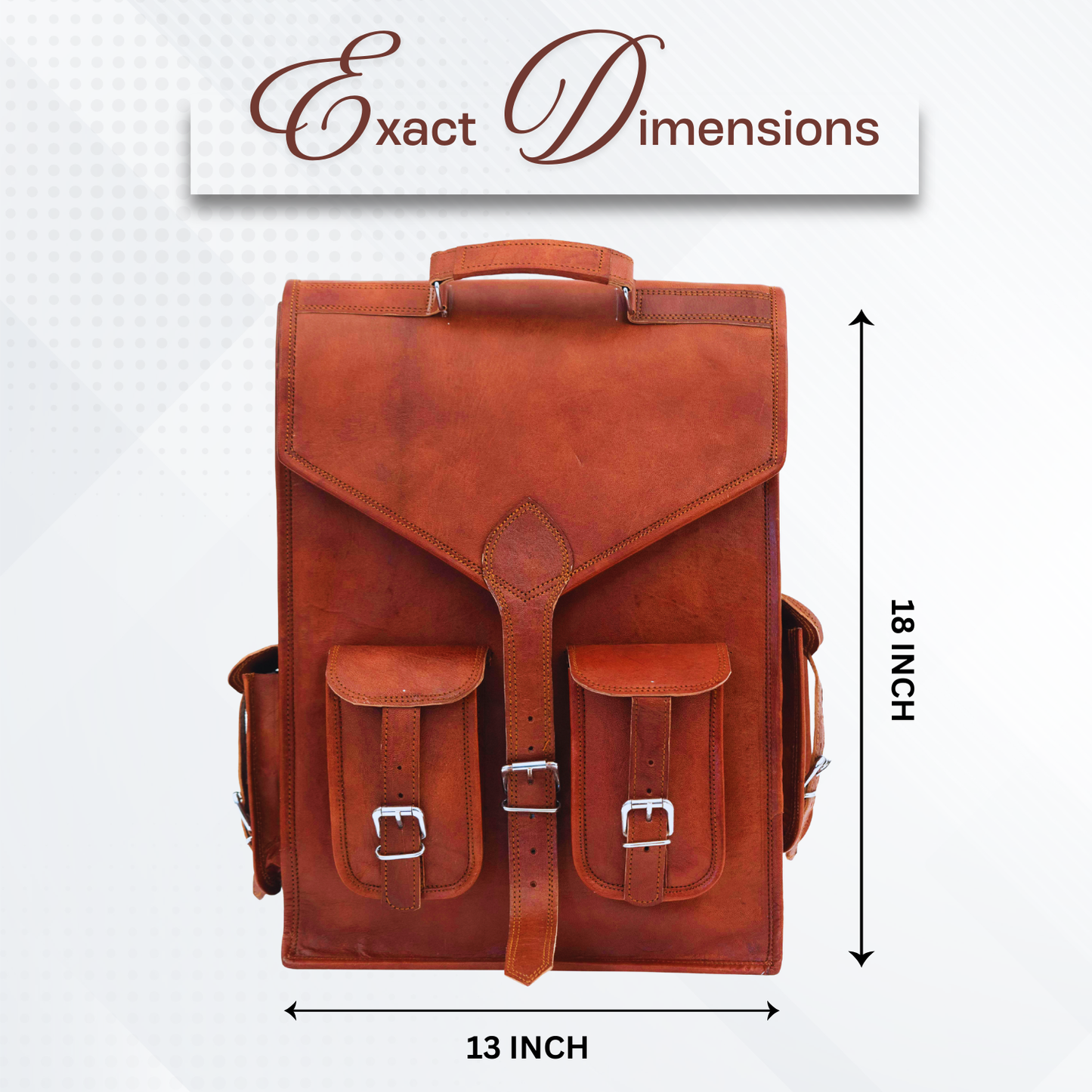 Rajeriya Leather Backpack Laptop Messenger Bag 18 Inch (13W x 18H) for Men Lightweight Sling Rucksack for College Travel Work Brown