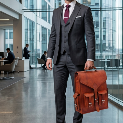 Rajeriya Leather Backpack Laptop Messenger Bag 18 Inch (13W x 18H) for Men Lightweight Sling Rucksack for College Travel Work Brown