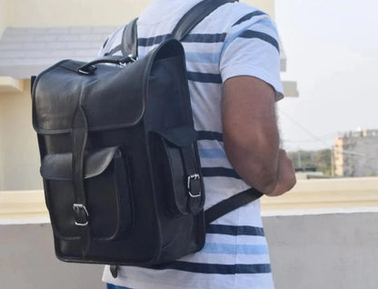 Charcoal Explorer Edward Backpack Leather unisex Backpack