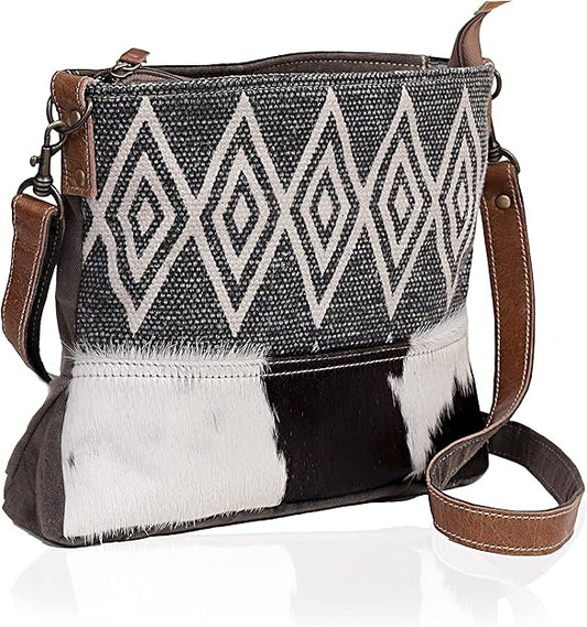 Rajeriya Bags upcycled canvas & cowhide leather shoulder bags for women